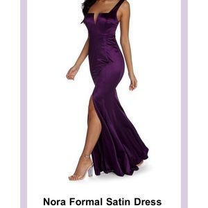 Elegant satin purple dress